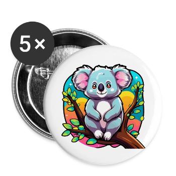 Koala Drawing - Buttons large 2.2''/56 mm (5-pack) - white - Front