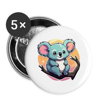 Koala Drawing - Buttons large 2.2''/56 mm (5-pack) - white - Front