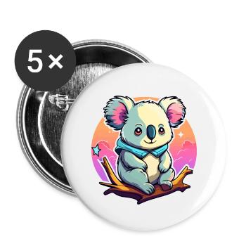 Koala Drawing - Buttons large 2.2''/56 mm (5-pack) - white - Front