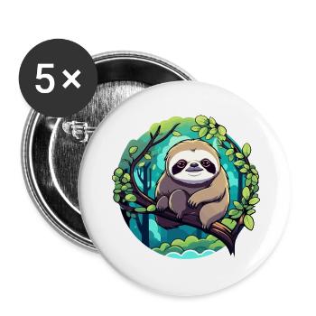 Dessin paresseux - Lot de 5 grands badges (56 mm) - blanc - Devant