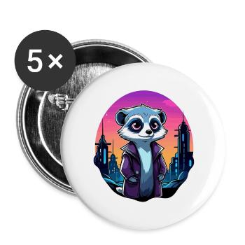 Erdmännchen Zeichnung - Buttons groß 56 mm (5er Pack) - Weiß - Vorne