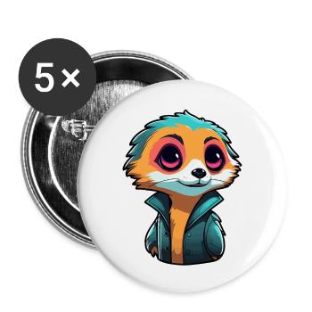 Meerkat Drawing - Buttons large 2.2''/56 mm (5-pack) - white - Front