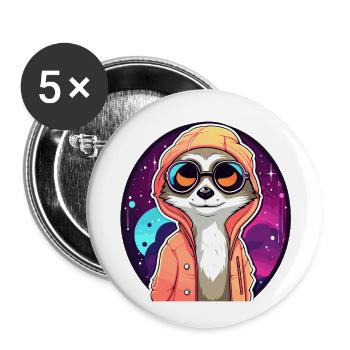 Meerkat Drawing - Buttons large 2.2''/56 mm (5-pack) - white - Front