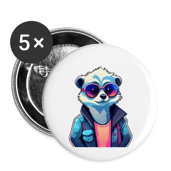 Meerkat Drawing - Buttons large 2.2''/56 mm (5-pack) - white - Front