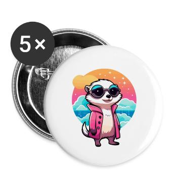 Meerkat Drawing - Buttons large 2.2''/56 mm (5-pack) - white - Front
