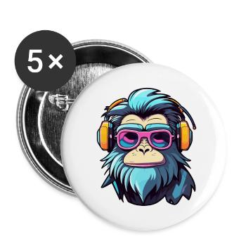 Affe Illustration - Buttons groß 56 mm (5er Pack) - Weiß - Vorne