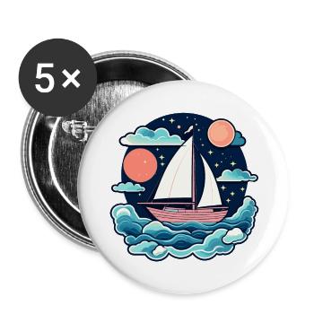 Illustration de voilier - Lot de 5 grands badges (56 mm) - blanc - Devant