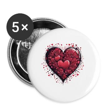 Beautiful Red Love Hearts Valentines Anniversary - Buttons large 2.2''/56 mm (5-pack) - white - Front