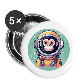 Affe Astronaut Illustration - Buttons groß 56 mm (5er Pack) - Weiß - Vorne