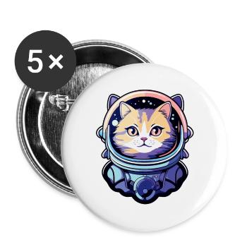 Katze Astronaut Illustration - Buttons groß 56 mm (5er Pack) - Weiß - Vorne
