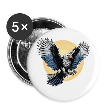 Eagle Illustration - Buttons large 2.2''/56 mm (5-pack) - white - Front