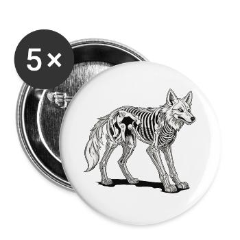 Wolf Skeleton Illustration - Buttons large 2.2''/56 mm (5-pack) - white - Front