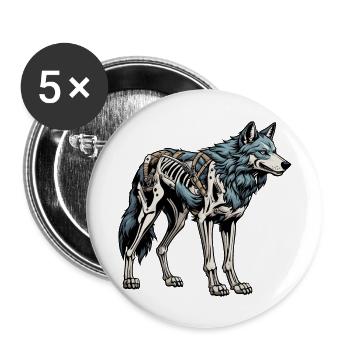 Wolf Skeleton Illustration - Buttons large 2.2''/56 mm (5-pack) - white - Front