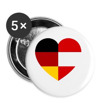 The Austrian German Heart - Buttons large 2.2''/56 mm (5-pack) - white - Front
