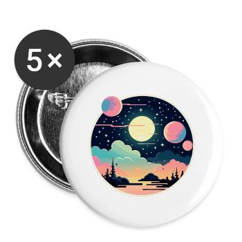 Moon Landscape Illustration - Buttons large 2.2''/56 mm (5-pack) - white - Front