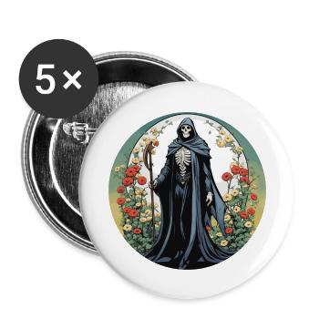 Illustration de fleurs de la Faucheuse - Lot de 5 grands badges (56 mm) - blanc - Devant