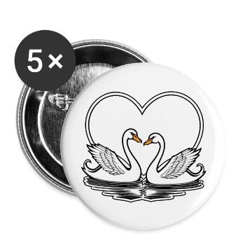 Illustration de la Saint-Valentin cygne - Lot de 5 grands badges (56 mm) - blanc - Devant