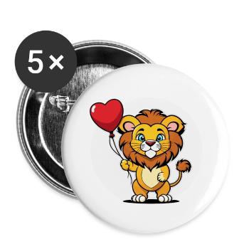 Löwe Herz - Valentinstag - Buttons groß 56 mm (5er Pack) - Weiß - Vorne