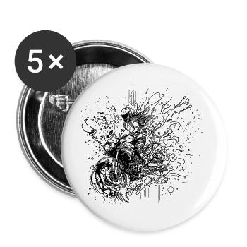 Motorradfahrerin Bike Splash Style Traum Zeichnung - Buttons groß 56 mm (5er Pack) - Weiß - Vorne
