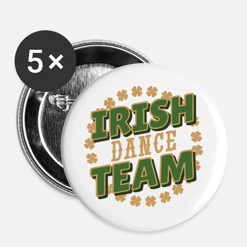 Irish Dance Team - Buttons groß 56 mm (5er Pack) - Weiß