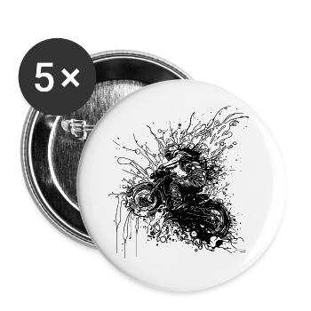 Gelände Rennsport Style Motorrad Sprung Splash - Buttons groß 56 mm (5er Pack) - Weiß - Vorne