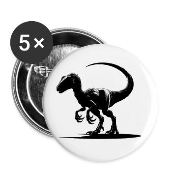 Gefährlicher Dino Velociraptor Dinosaurier - Buttons groß 56 mm (5er Pack) - Weiß - Vorne