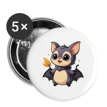 Illustration mignonne de chauve-souris - Lot de 5 grands badges (56 mm) - blanc - Devant