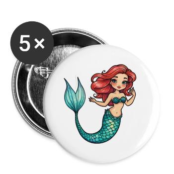 Mermaid Fantasy Illustration - Buttons large 2.2''/56 mm (5-pack) - white - Front