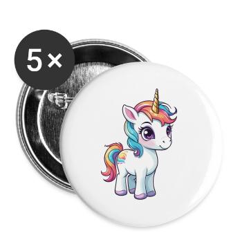 Illustration de licorne - Lot de 5 grands badges (56 mm) - blanc - Devant