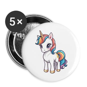 Illustration de licorne - Lot de 5 grands badges (56 mm) - blanc - Devant