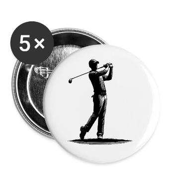 Golf Spieler auf dem Golfplatz Sport Golfspiel - Buttons groß 56 mm (5er Pack) - Weiß - Vorne