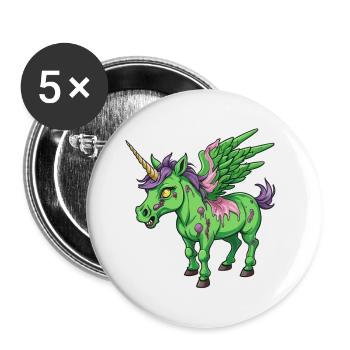 Illustration de licorne zombie - Lot de 5 grands badges (56 mm) - blanc - Devant