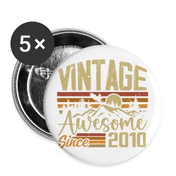 Vintage 2010 Rétro Cadeau D’anniversaire 2010 - Lot de 5 grands badges (56 mm) - blanc - Devant