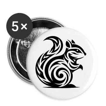 Mignon petit écureuil bébé dans le style de tatouage - Lot de 5 grands badges (56 mm) - blanc - Devant
