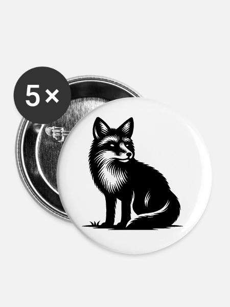 Niedlicher schlauer Fuchs - Buttons groß 56 mm (5er Pack) - Weiß