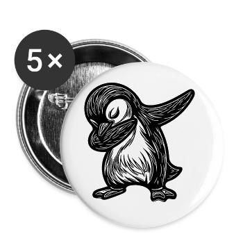 Cute Cute Penguin Little Dabbing Penguin - Buttons large 2.2''/56 mm (5-pack) - white - Front
