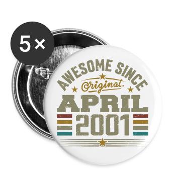 Avril 2001 Anniversaire Idée Cadeau Vintage 2001 - Lot de 5 grands badges (56 mm) - blanc - Devant