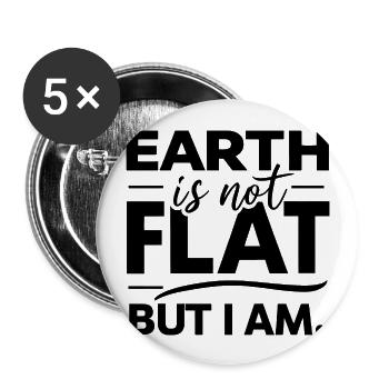 Satire Flache Erde Ironische Witze - Buttons groß 56 mm (5er Pack) - Weiß - Vorne