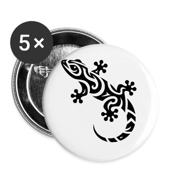Mignon petit gecko dans le style de tatouage tribal - Lot de 5 grands badges (56 mm) - blanc - Devant