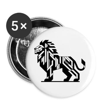 Geometrischer Löwe mit eleganter Mähne - Buttons groß 56 mm (5er Pack) - Weiß - Vorne