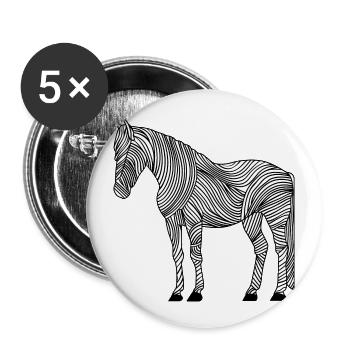 Lines art horse #horse - Buttons large 2.2''/56 mm (5-pack) - white - Front