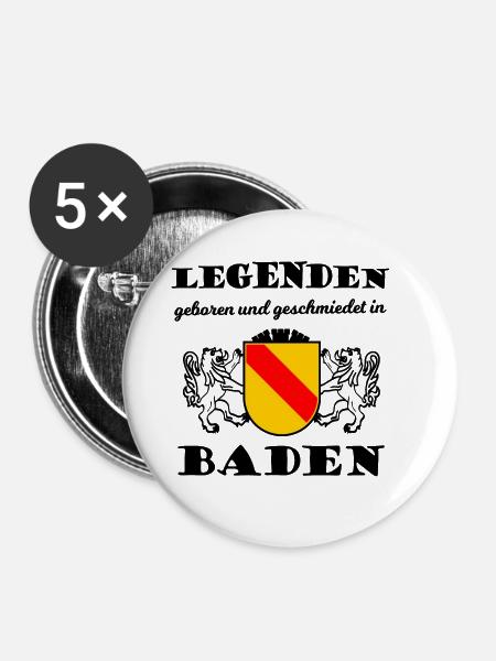 Geboren im schönen Baden - Buttons groß 56 mm (5er Pack) - Weiß
