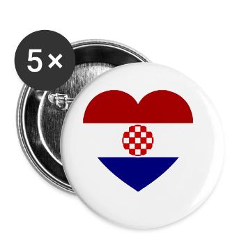 The heart of love for Croatia - Buttons large 2.2''/56 mm (5-pack) - white - Front