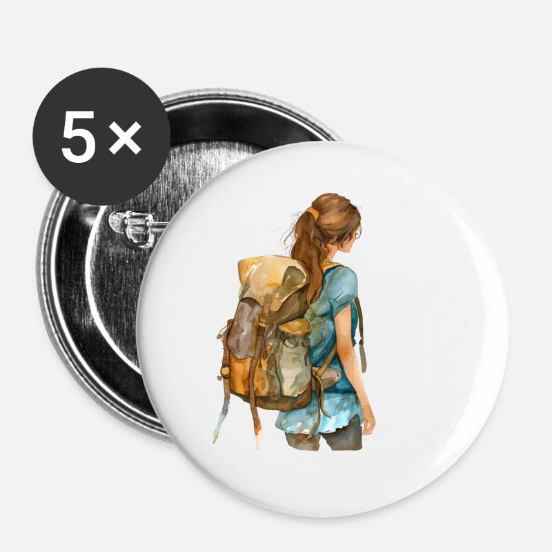 Backpacker T-Shirt Backpacking Sabbatical - Buttons large 2.2''/56 mm (5-pack) - white
