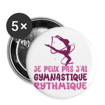 Ich kann nicht Ich habe Vintage Rhythmic Gym Frau - Buttons groß 56 mm (5er Pack) - Weiß - Vorne