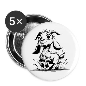 Little children goat little hopping little goat - Buttons large 2.2''/56 mm (5-pack) - white - Front