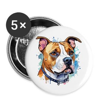 American Staffordshire Terrier Watercolors - Buttons large 2.2''/56 mm (5-pack) - white - Front