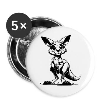Süsses putzig Australisches Känguru Baby - Buttons groß 56 mm (5er Pack) - Weiß - Vorne