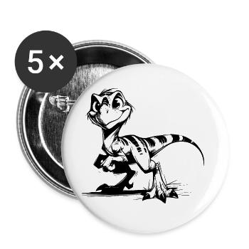 Frecher Raptor Baby Dino Kinder Bleistiftskizze - Buttons groß 56 mm (5er Pack) - Weiß - Vorne