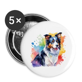 Border Collie Watercolors - Buttons large 2.2''/56 mm (5-pack) - white - Front